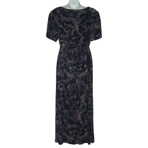 Vintage 90's Dress Liz Claiborne Button Down Duster Floral Grunge Flower Blue 6 - Picture 8 of 16